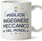 Mugffins Tazza in ceramica per INGEGNERE MECCANICO uomo 11 oz / 350 ml - In italiano - Miglior del Mondo - Idea regalo per compleanno, anniversario, natale, laurea