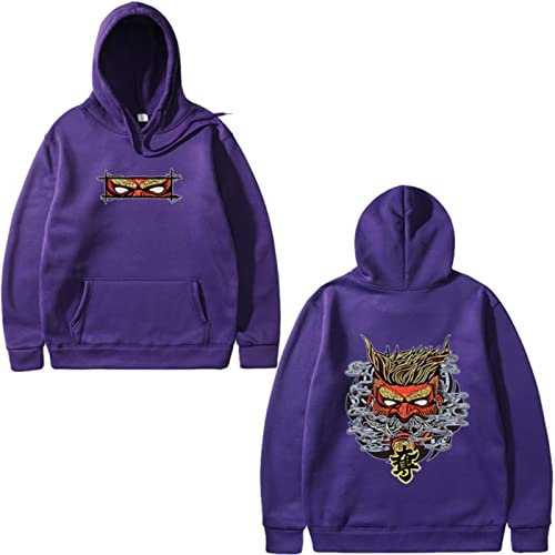 CHOUX Harajuku - Felpa con cappuccio da uomo con stampa diavolo primavera autunno hip hop, colore: viola, XXXL