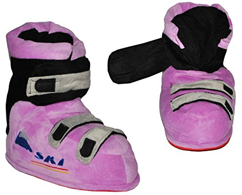 alles-meine.de GmbH Hausschuhe - als lila/Violette Skischuhe - SUPERWARM - Gr. 23-24 - gefütterte Plüschhausschuhe/Boots/Hausstiefel/Hausschuh Stiefel warm Skischuh/f..