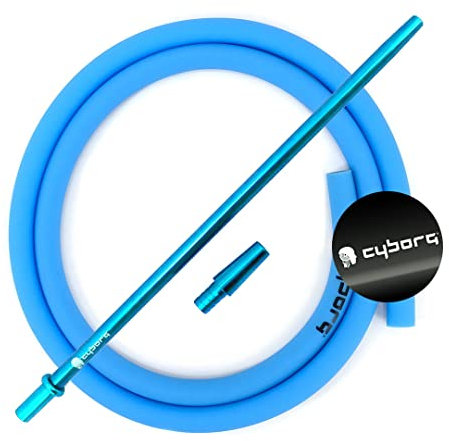 Cyborg Hookah Alumination ca. 25-30cm Mundstück mit Silikonschlauch im Set SkyBlue