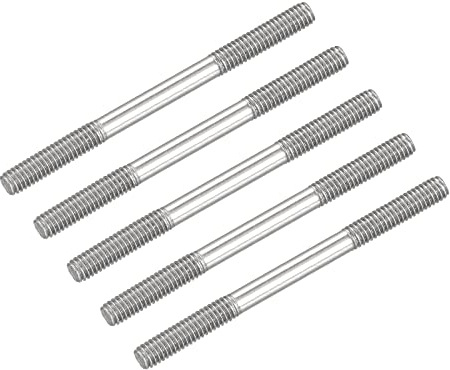 METALLIXITY Doppelseitige Stiftschrauben (M4-Gewinde 60 mm Länge) 5 Stück, 304 Edelstahl-Doppelgewindebolzen – für die Hauswartung