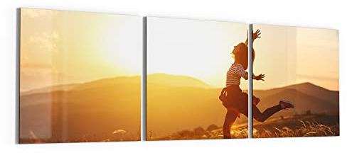 DEQORI personalisiertes Glasbilder | eigenes Bild auf Echtglas | horizontal 3-teilig 150x50 cm | große XXL Deko | Wandbilder für Wohnzimmer, Schlafzimmer, Flur & Küche | individuelle Wanddeko