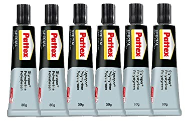 Pattex Spezialkleber Styropor, mit hoher Haftfestigkeit und spurenfreier Trocknung, wasserfest, Tube 6x30g