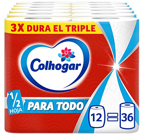 Colhogar Paratodo Rollos 6x2 - Rollos para Cocina Multiusos y Absorbente - 12=36 Rollos