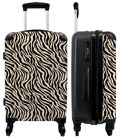 NoBoringSuitcases.com® Koffer Groß - Tiermuster - Zebra - Schwarz - Design - TSA Schloss - 20kg Gepäck - Hartschalenkoffer Mittelgroß - Trolley - 72 L - 67 cm - Reisekoffer Mit Rollen