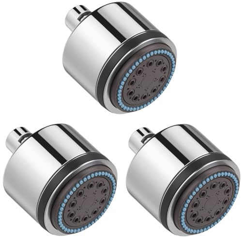 Daloual - 3x Design Duschkopf, Brause mit Antikalk - Düsen hochwertig verchromt, 1/2 Zoll