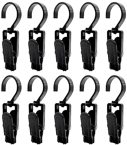 UMCHU 10 Pezzi Gancio Girevole a 360 Gradi Portatile Clip,Mollette in Plastica Grandi con Gancio,ganci in plastica,Per Vestiti, Asciugamano, Cappello