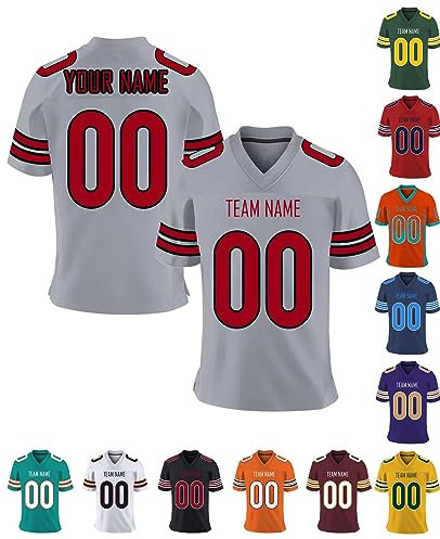 American Football Trikot Personalisiert Trikot mit Namen Logo Herren Sporthemden Personalisierte Schnelltrocknend Atmungsaktiv T-Shirt für Dammen Kinder Jungen, S-7XL, A15