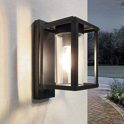 max K O M F O R T - Moderne Aussenleuchte - Schwarze Eleganz für Ihr Zuhause | E27 Fassung IP44 | Wandlampe Außenwandleuchte 2228A
