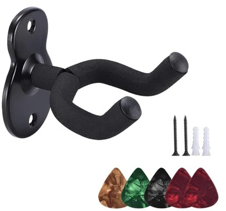 Amagogo Ukulele Hanger Hook Holder Stand, Guitar Hanger Wall Hook with 5Pcs Guitar Picks, 1Pc