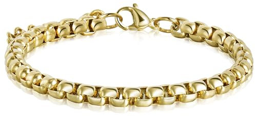 CyxenNova Armband Herren Armbänder Für Herren Edelstahl Königskette Silber Herren Schmuck Geschenke Für Männer, Dad, Freund, Ehemann, Bruder(5mm, Gold-Stil-3)