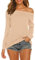 Lalala Bluse Damen Elegant Off Shoulder Oberteile Lockere Langarm Oversize Shirt Tunika Aprikose M