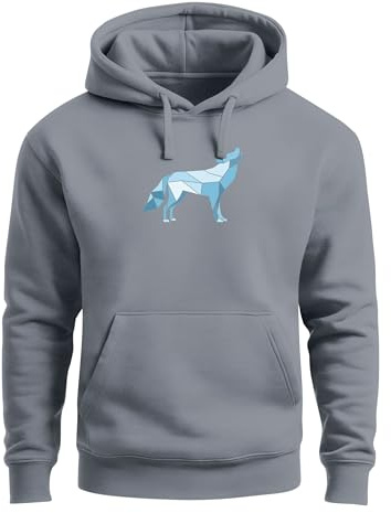 Neverless® Hoodie Herren Geometrie Polygon Tiere Print Aufdruck Wolf Motiv Kapuzen-Pullover Männer Fashion Streetstyle