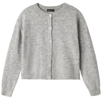 NAME IT Mädchen Nlflodet Ls Short Knit Cardigan Noos Strickjacke, Raven/Detail:14-1818, 122-128 EU