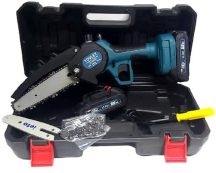 Trade Shop - Motosega 24v 2 Lame 4-6 Serbatoio Olio Tagliarami Elettrosega 2 Batterie Elettrica