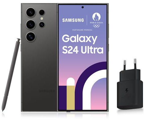 SAMSUNG GALAXY S24 Ultra, Smartphone Android 5G, 512 Go, Chargeur secteur rapide 25W inclus [Exclusivité Amazon], Smartphone déverrouillé, Noir, Version FR