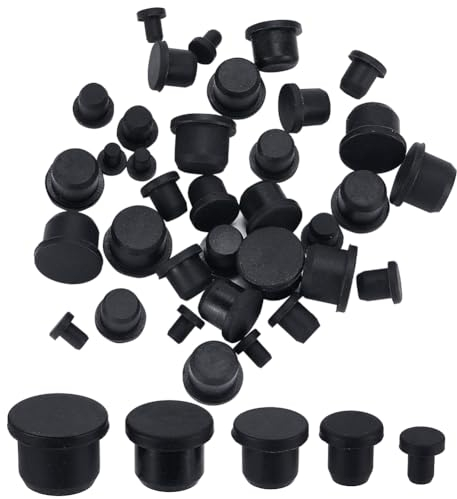 GORGECRAFT 40PCS 5 Sizes Black Silicone Bottle Stopper Tube Seal Plug 4/7.5/9.5/11.5/13.5mm Salt and Pepper Shakers Stopper Replacement Insert Hole Plug End Covers for Bottles Pipes Flower Pots