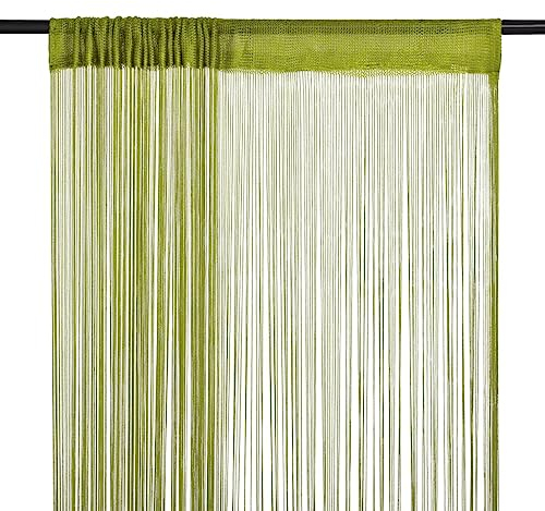 FENLAX Fadenvorhänge 2 STK. 140x250 cm Grün Fadenvorhänge für Türen Vorhang für Terrassentür Türvorhang Insektenschutz Raumteiler Schaufensterdekoration Vielseitigen Fadenvorhängen