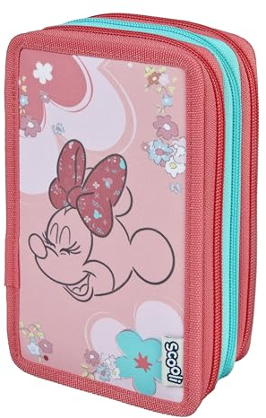 Scooli - Tripledecker Schüleretui Minnie Mouse - Großes Schüleretui mit hochwertigen Stiften - praktisch und funktional - für die Schule und unterwegs - hochwertige Qualität - ab 6 Jahren