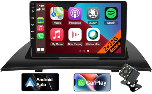 Android 12 Autoradio für BMW X3 E83 (2004-2012), 9 Zoll Bildschirm Autoradio mit GPS-Navigation, CarPlay, Android Auto, HiFi, FM/RDS, WLAN, Bluetooth MirrorLink + Rückfahrkamera (4core 2GB+32GB)