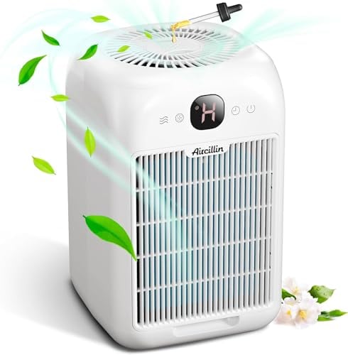 Aircillin Air Purifier for Home, 3-Stage HEPA Filter for Allergies, Dust, Pet Dander & Odors, Covers 908 Sq Ft, Sleep Mode, Double Sided Air Inlet, Portable with Fragrance Sponge