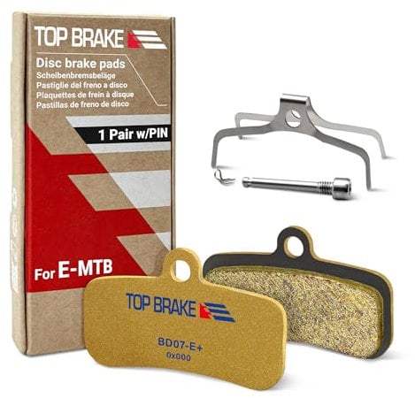 Top Brake Scheibenbremsbeläge für Elektrofahrräder, kompatibel mit Shimano Saint BR-M810/820, XTR-M9120, TEKTRO, TRP 4-Kolben|E-MTB, Fahrradparkplatz|E-Bike-Verbindung, langlebig, Gold(PIN enthalten)