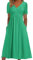 robe ete femme mi longue fluide grande taille robe robe femme chic et elegant soiree mariage invité uni robe vintage femme trapeze cocktail col v robe business femme manche courte (Green, XXL)