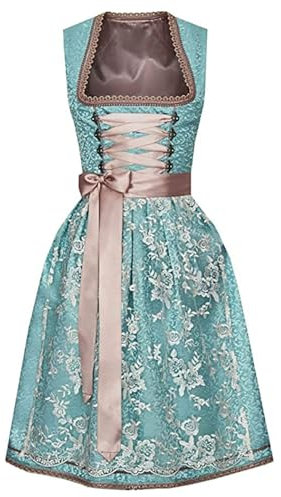 Oktoberfest Plus Size Deutsches Kleid Quadratisches Bier Krawattenkleid Internet Sexy Vintage Dirndl Kostüm Damen (Green, XL)