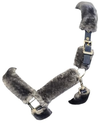 Bucas Show-Line Full Fur Halfter, Cob, navy/grey