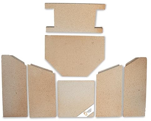 Feuerraumauskleidung - Passend für Hark Kaminöfen inkl. Modellübersicht - Für Verschiedene Kamin & Ofenmodelle - Kaminofenauskleidung aus Schamotte - passgenau & einfach austauschbar [7-teilig]