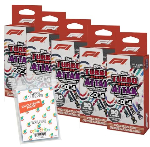 Bundle mit Topps - Turbo Attax Formel 1 2024-5 Blister + Exklusive Collect-it Hüllen