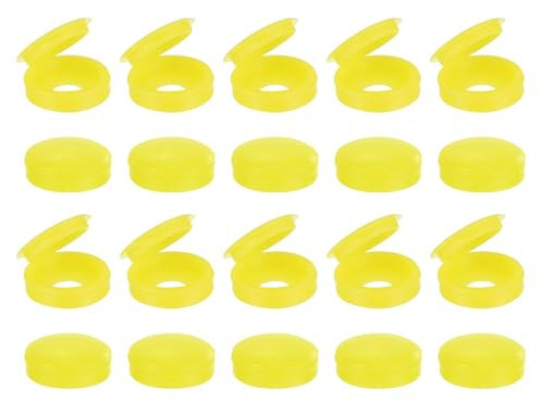 sourcing map 100Pcs Screw Caps, 5.3mm/0.21 ID Screw Snap Covers Washer Flip, PVC Hinged Screw Cover Caps for Covering Screw Heads(Yellow)