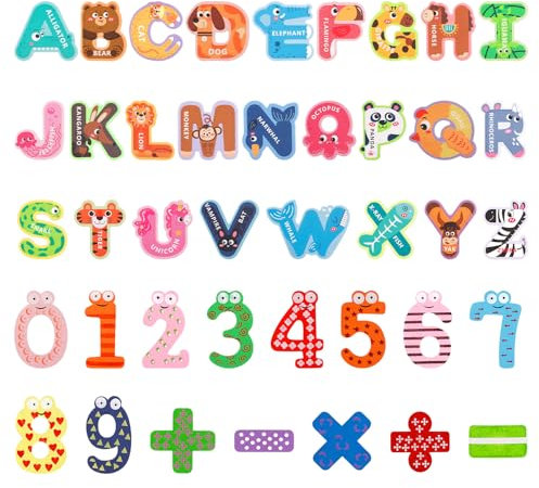 Magnetic Letters and Numbers For Children, Alphabet Fridge Magnets for Kids, 41 Pieces Magnets, Word Recognition, Educational Spelling Learning Games Toys for 3+ Year Old