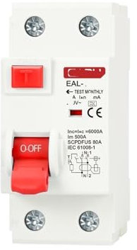 LTUNKHWP Disjoncteur électromagnétique à Courant résiduel 2P 32A 10mA Type A, disjoncteur différentiel, Interrupteur de sécurité(6A)