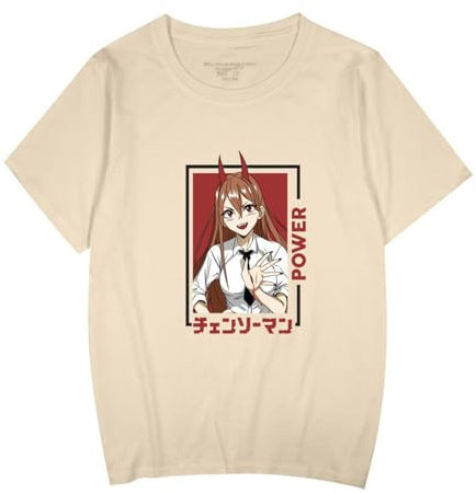 kakazoomm eu Chainsaw Man Anime Japanese Manga T-Shirt Power Oversize Short Sleeve Top Denji Fashion Casual T-Shirt for Anime Fans