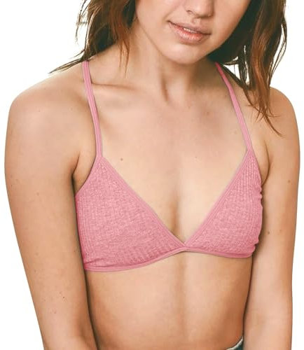 Reggiseno a Triangolo con da Reggiseno Senza Fili Leggermente Foderato Bralette Top Beauty Back out Canottaggio con Reggiseno Incorporato Bra (Pink, L)