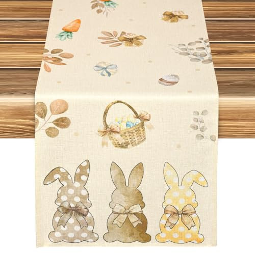 Yibat TischläUfer Ostern Rosa Ostern Deko Deko Ostern Saisonale Braun Hase FrüHling Ostern Küche Tischdekoration Urlaub Party Dekor 40x140cm