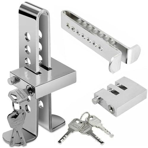 Car Pedal Locks Anti-Theft Brake Clutch Pedal Lock Vehicle Safety Security Devices Stainless Steel Adjustable 9 Holes Lock Security Locking Device for Van Truck SUV with 3 Copper Keys