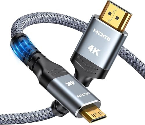 Mini HDMI to HDMI Cable 1.8 m 4K @ 60Hz 18Gbps High Speed, Nylon Braided 2.0 Cable Support 4K 2K UHD 3D HDR ARC Compatible with Camera, Laptop, Projector, HDTV, Monitor, Raspberry Pi