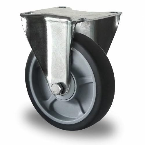 KM Bockrolle 125mm PRO Transportgeräterolle mit Kugellager, Platte 105x80 mm TPE Lauffläche für harte Böden, Traglast max. 165 kg