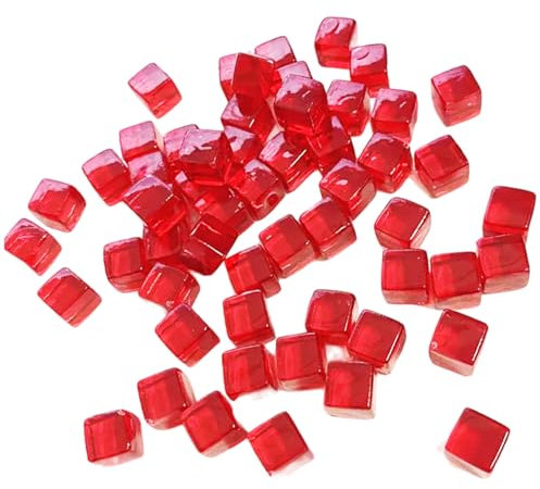 SunaOmni 8-mm-Würfel, 200 Stück Leere D6-Würfel aus Acryl, kleine transparente rote Zählmarkierungen für Tabletop-Spiele und Bildung, D6-, durchsichtige, Würfelset