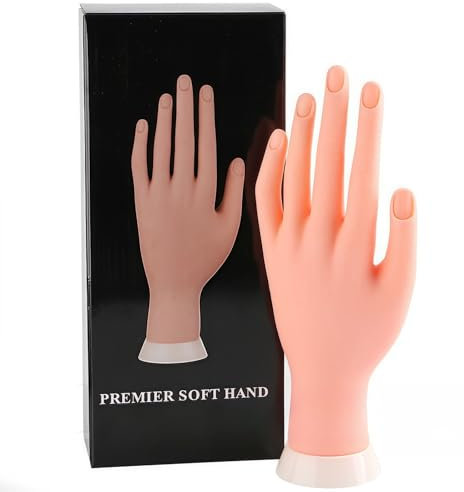 Main d Entrainement pour Ongle,Silicone Mains d Entrainement pour Ongle,Modèle de Pratique à Ongles,Main Artificielle pour la Formation de Démarreur Fake Nail Art,Manucure Bricolage