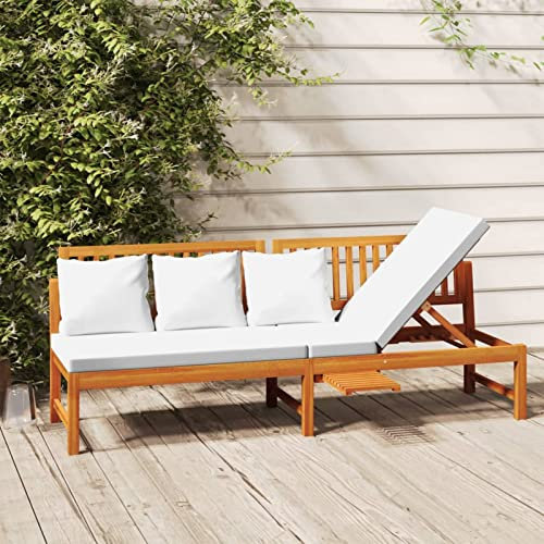 Xichuzi Tagesbett mit Cremeweißen Kissen 200x60x75 cm Massivholz Akazie, Schlafsofa, Daybed, Bettsofa, Sofa Bed, Sofabett, Schlafcouch, Jugendbett, Bettgestell, Bettcouch - 312144