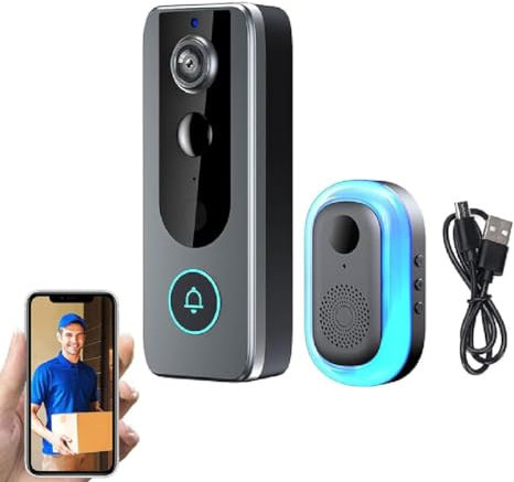 GuardianBell Pro – Smart WiFi Doorbell & Security Cam in One, 1080P Video Doorbell Camera, Live View and Two-Way Audio, Smart Human Motion Detection, Smart Video Doorbell for Home Indoor Outdoor