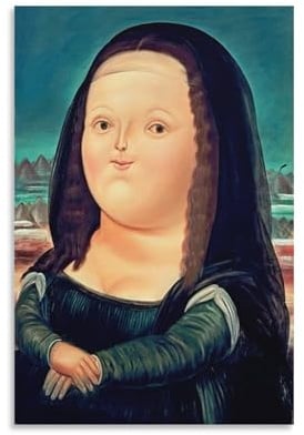 GAJUYL Berühmtes Gemälde-Poster Mona Lisa von Fernando Botero, Leinwanddruck, Kunstposter, Heimdekoration, Gemälde, ungerahmt, 20 x 30 cm