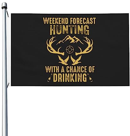 Fahnen Wochenendprognose: Jagd Mit Der Chance Auf Alkohol Doppelt Genäht Fahne Dekoration Pirate Flag Für Drinnen Fasching Karneval 3X5Ft
