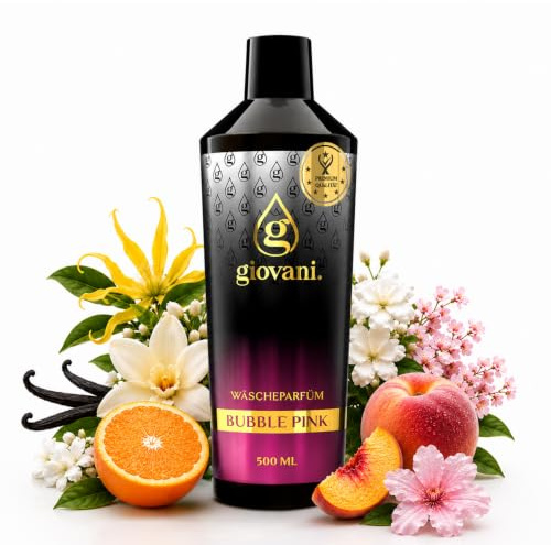 Giovani Wäscheparfüm Bubble Pink 500 ml | Süßer Kaugummiduft Mit Noten von Pfirsich, Orange, Ylang-Ylang, Vanille, Jasmin & Moschus | frisch & sinnlich Wäscheduft | (100 Waschungen)