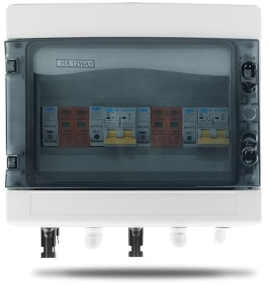 Coffret Electrique Etanche,Tableau Electrique Coffret de combinaison solaire photovoltaïque avec protection contre la foudre fusible DC 600 V disjoncteur différentiel(20A DC MCB)