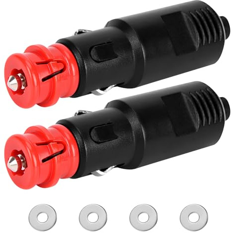 2 Pcs 12V/24V Prise Allume-Cigare Fiche Universelle avec Fusible 8A, Prise mâle Allume-Cigare avec 4 Joints à Vis Fiches pour adaptateurs d'allume-Cigare européens pour Camions Automobiles Moto Bateau