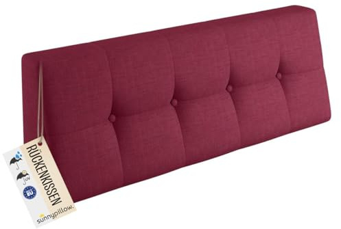 sunnypillow Palettenkissen Outdoor, Rückenkissen 120x40x20/10cm, Rot | UV-lichtecht, wasserdicht, Palettenauflage für Palettensofa für Haus und Garten, Palettenpolster für Palettenmöbel, Kissen